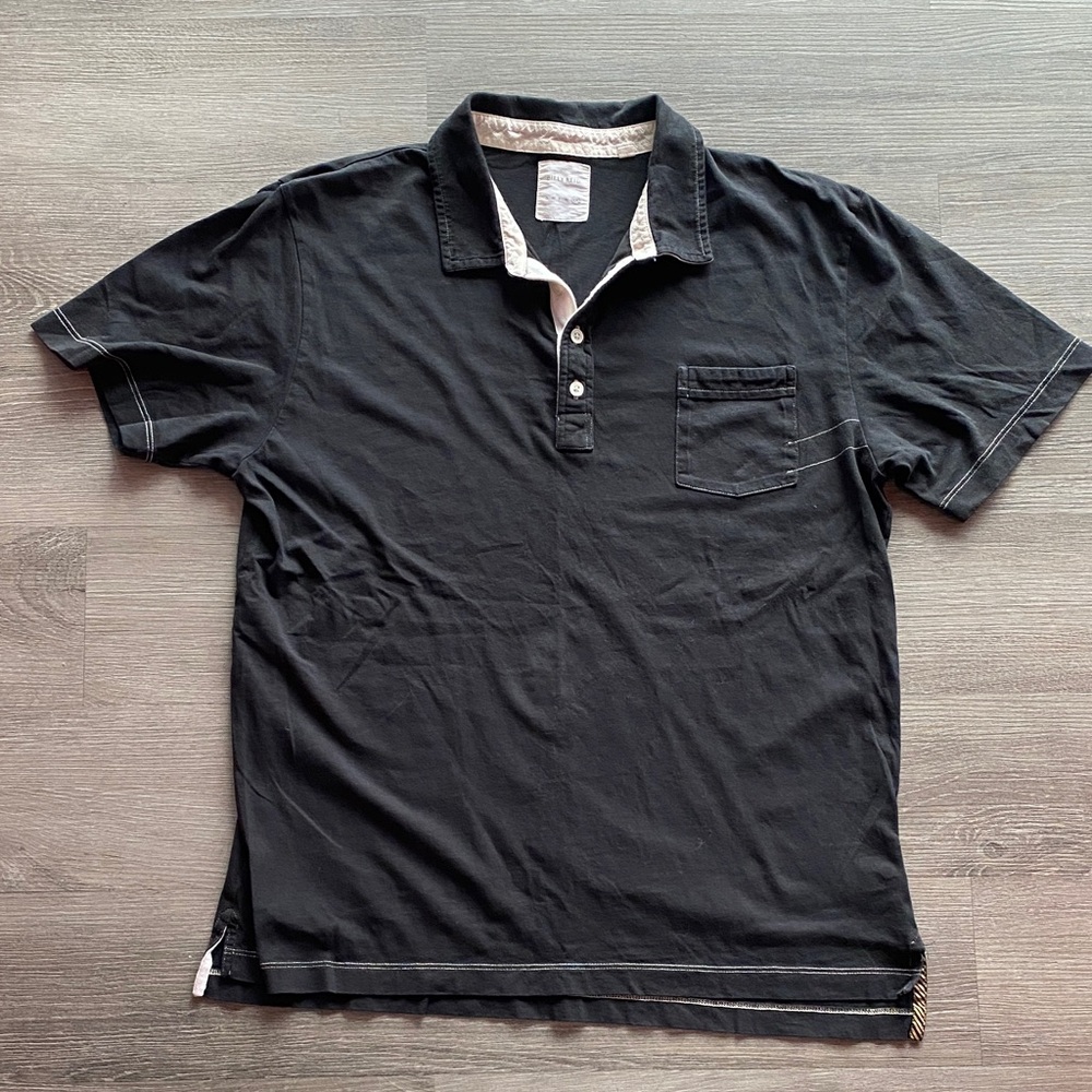 Billy Reid Black Polo Shirt with White Accents